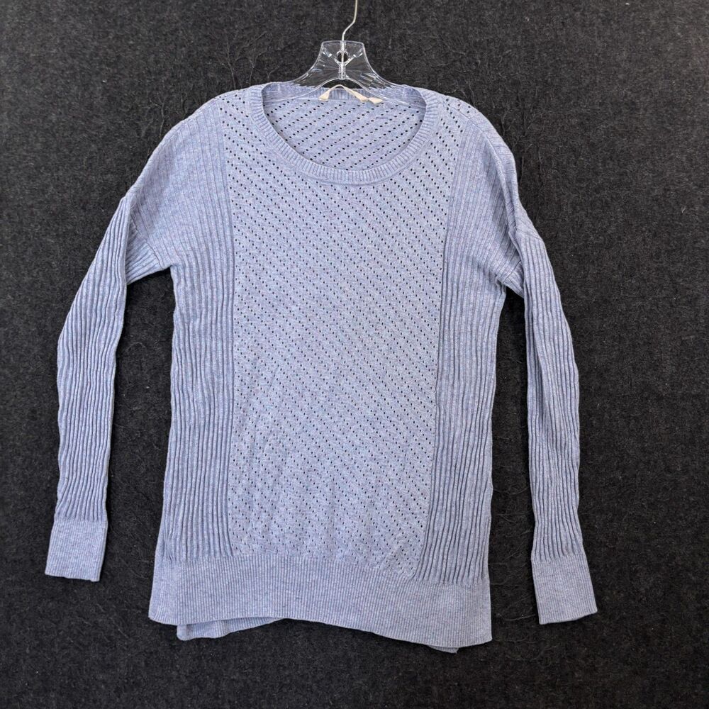 Soft Surroundings Sweater Women's Small Purple Linen Cotton Open Knit Pullover